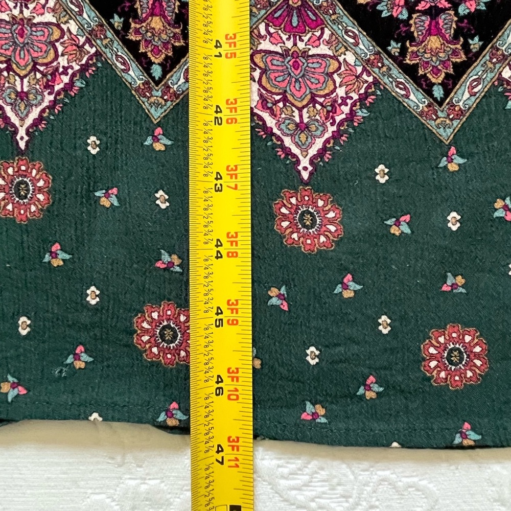 Knox Rose XL Boho Peasant Prairie Green Floral MIDI Dress Rayon - Picture 9 of 11